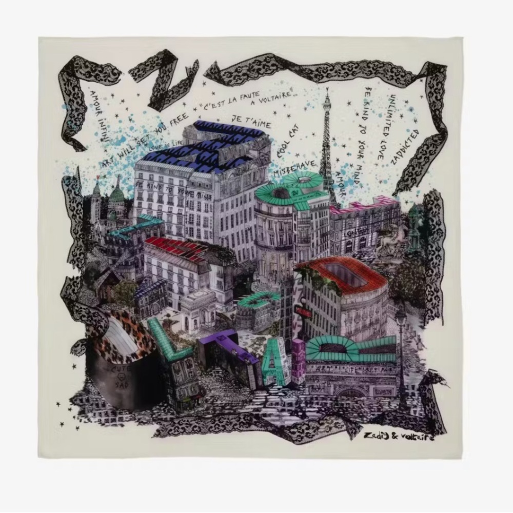 Only One Left!!! Blondie 85 Zadigcity Night Silk Scarf from Zadig& Voltaire